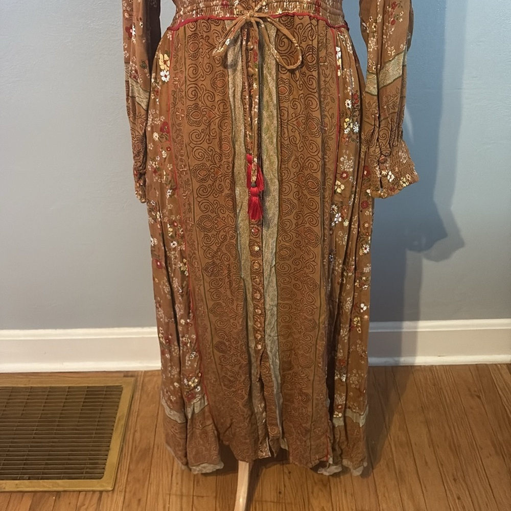 Tulle & Batiste Grace Maxi Dress Button Front Elastic Waist Terracotta Small - Picture 5 of 13